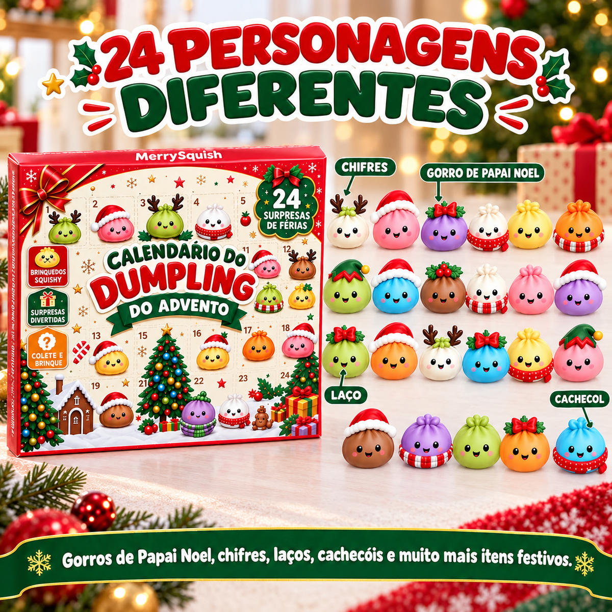 24 Dumpling Squishy Calendário Advento