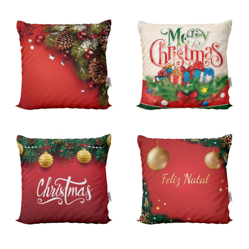 Kit Capas de Almofadas de Natal Para Decoração de Sofá