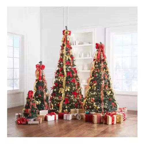 Árvore De Natal Retrátil Verde Luxo Premium Enfeitada Decorada 180cm