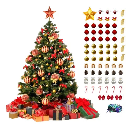 Arvore De Natal Decorada Grande Completa 150cm Luxo Cheia