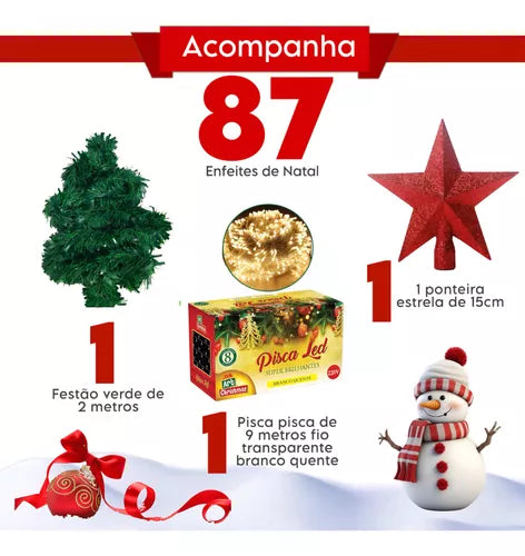 Arvore De Natal Decorada Grande Completa 150cm Luxo Cheia