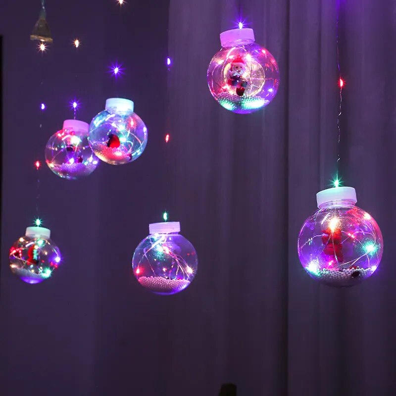 Cortina de Luzes em LED Globos Decoração de Natal