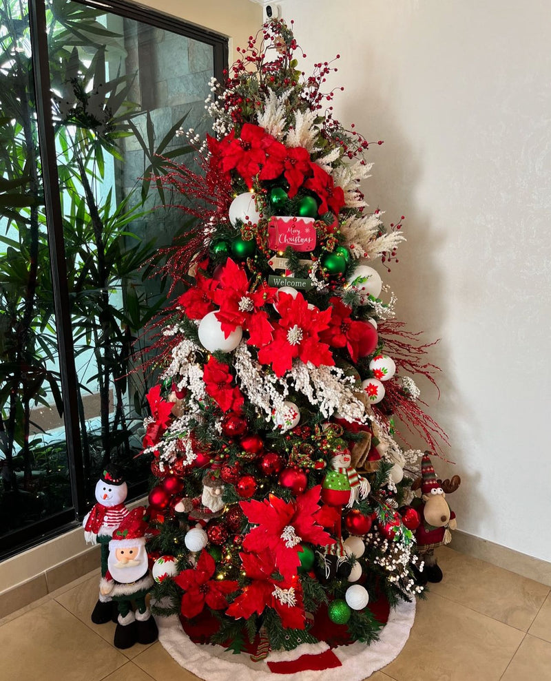 Árvore de Natal + Decoração 360º Flower Red Inclusa – 2,40 Metros