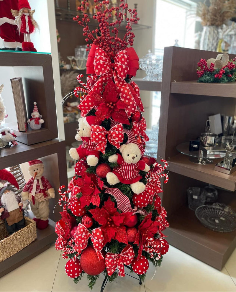 Árvore de Natal + Decoração 360º Ursinhos Red Inclusa – 1,50 Metros