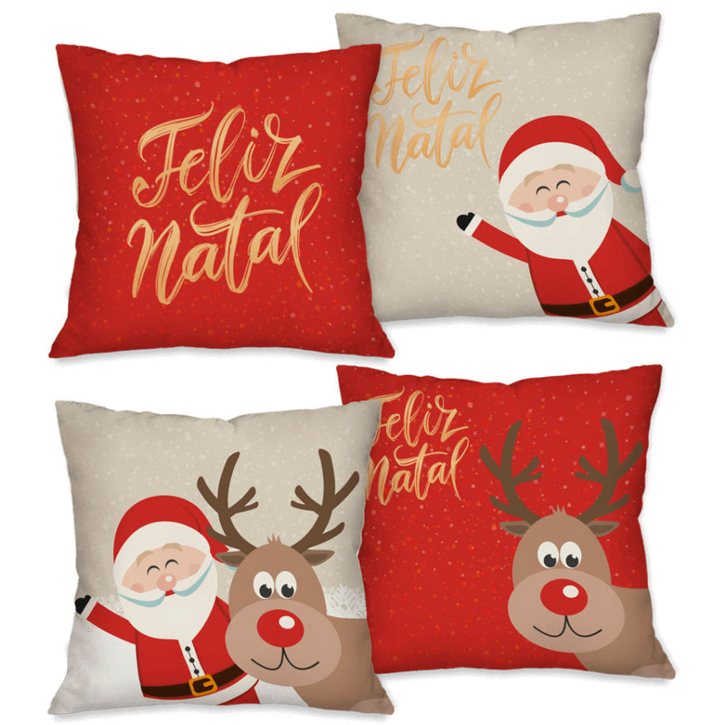 Kit Capas de Almofadas de Natal Para Decoração de Sofá