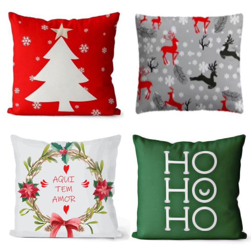 Kit Capas de Almofadas de Natal Para Decoração de Sofá