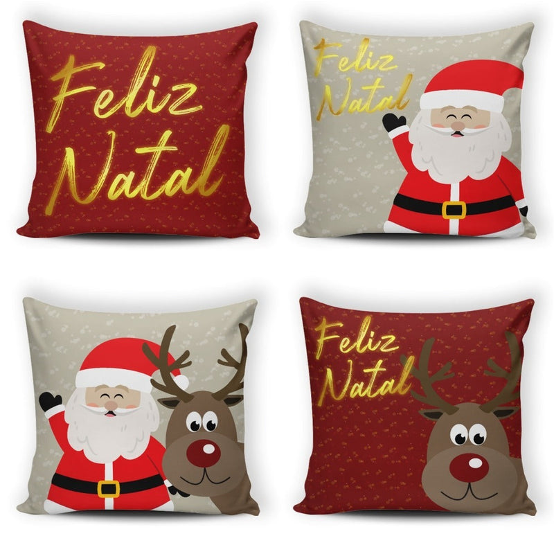 Kit Capas de Almofadas de Natal Para Decoração de Sofá