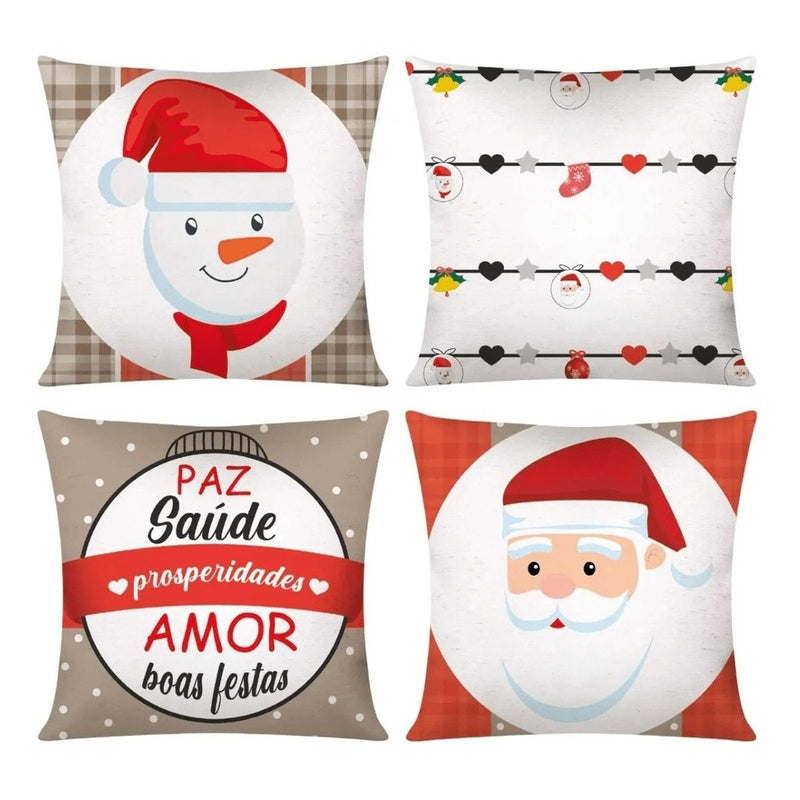 Kit Capas de Almofadas de Natal Para Decoração de Sofá